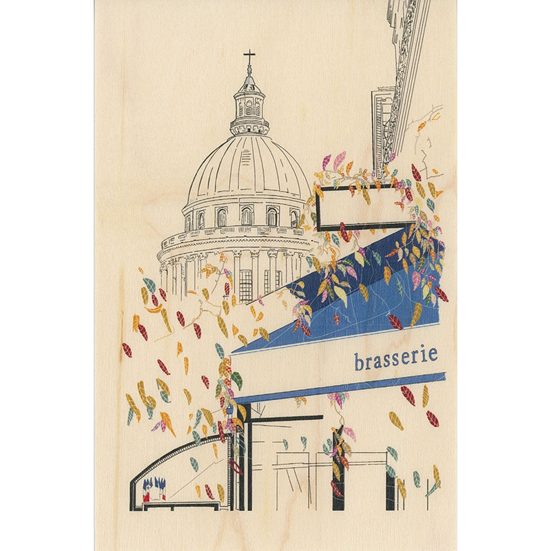 Carte en bois Paris icons Pantheon W