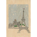 Carte en bois Paris icons snowy eiffel W