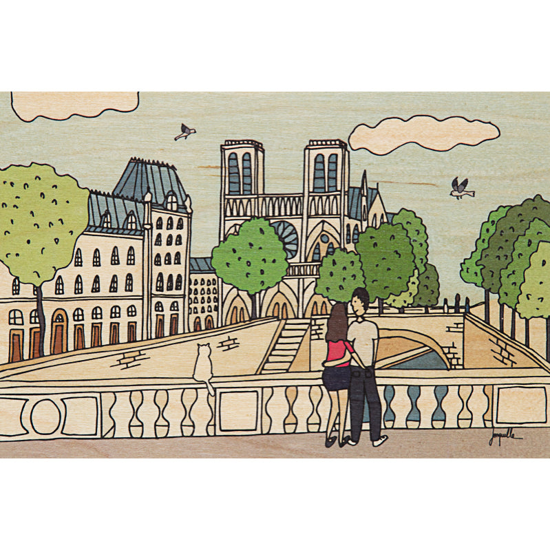 Carte en bois Paris illustré Notre-Dame W
