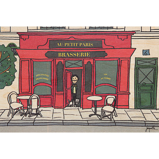 Carte en bois Paris illustré brasserie W
