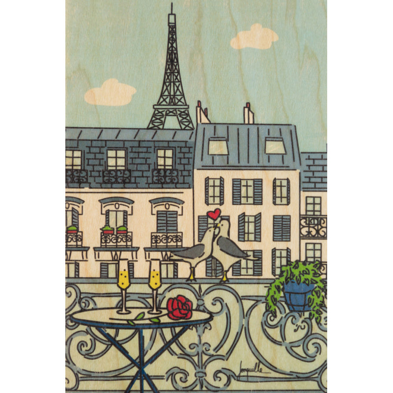 Carte en bois Paris illustré Eiffel W