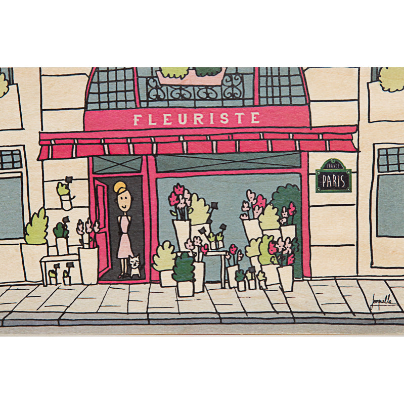 Carte en bois Paris illustré fleuriste W