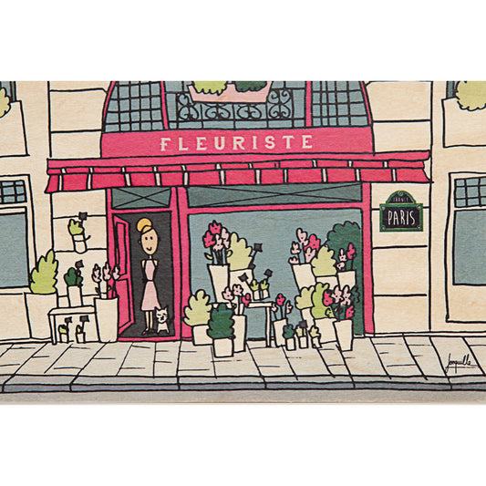 Carte en bois Paris illustré fleuriste W