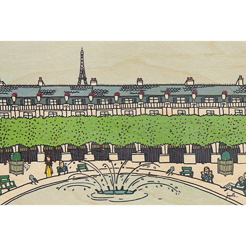 Carte en bois Paris illustré Palais Royal W