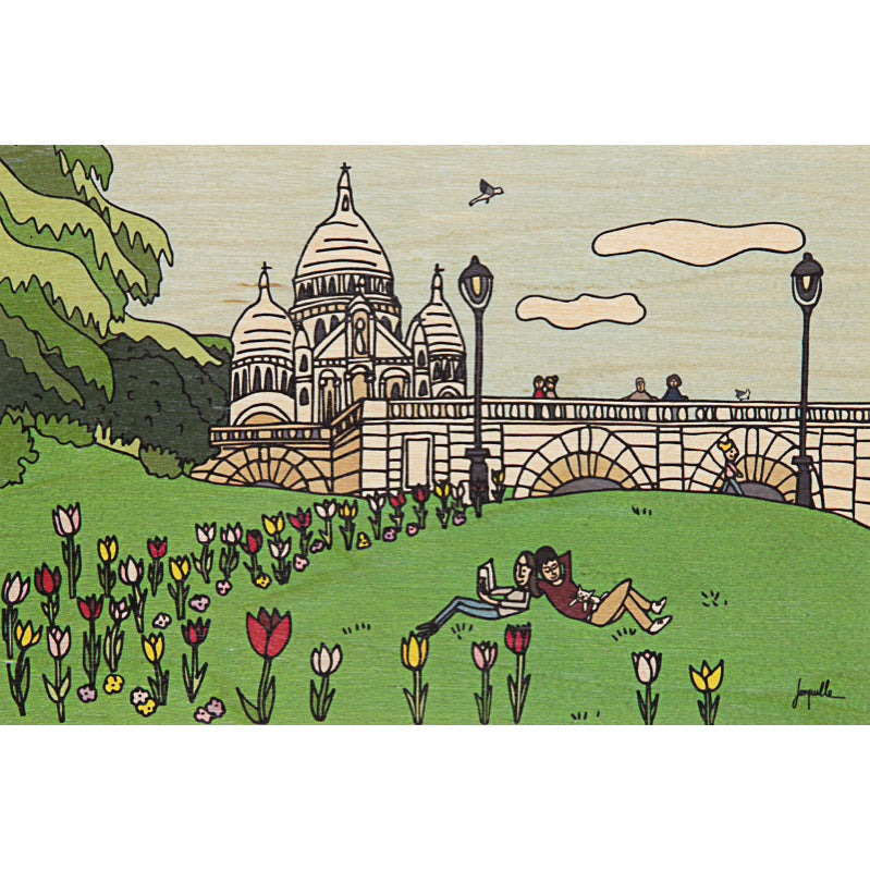 Carte en bois Paris illustré Sacré-Coeur W