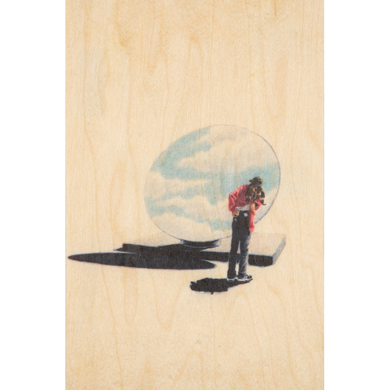 Wood postcard people at museum Kapoor W