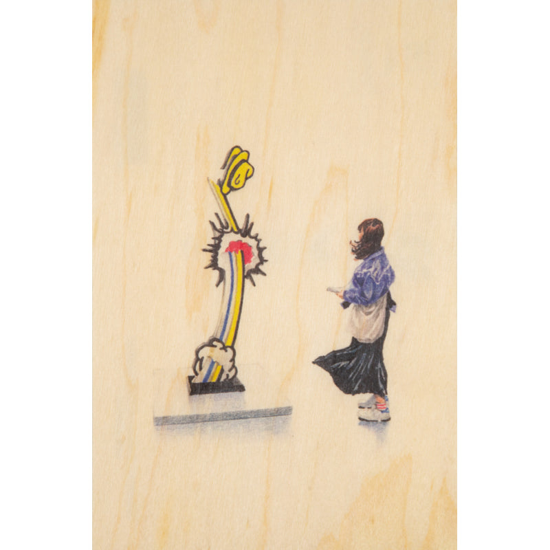 Wood postcard people at museum Lichtenstein W