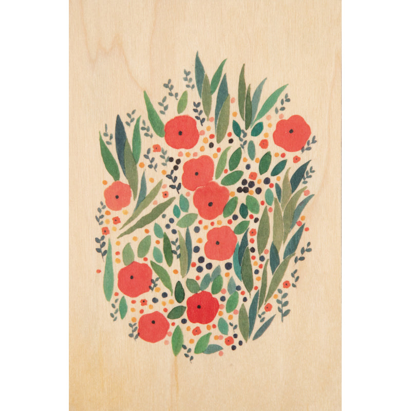 Carte en bois petit gramme gerbe fleurs W
