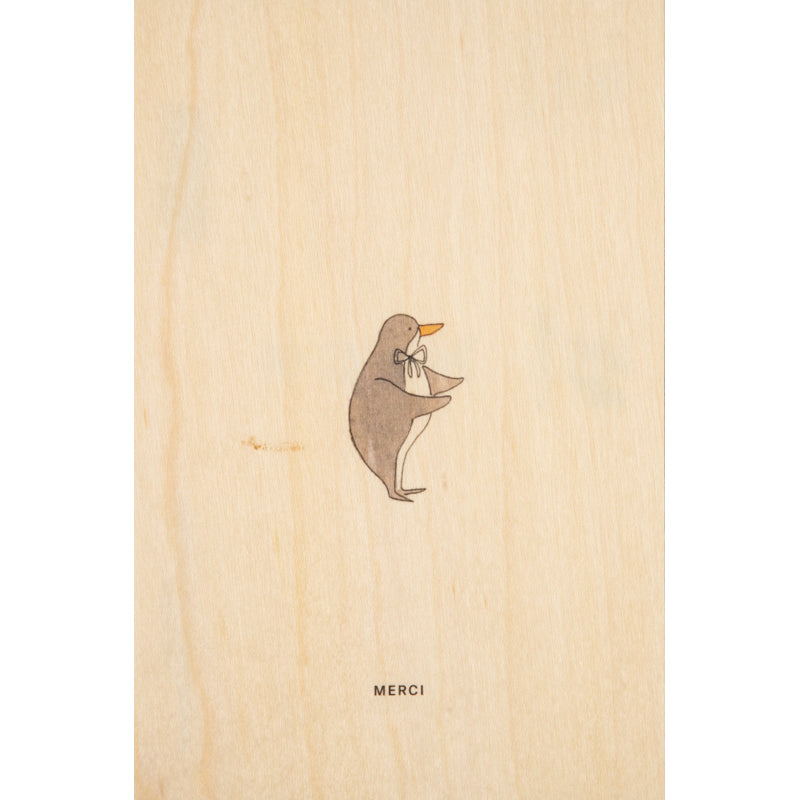 Carte en bois petit gramme merci W