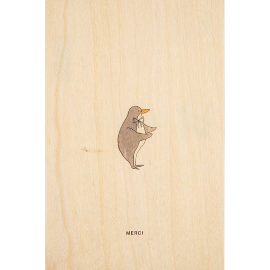 Carte en bois petit gramme merci W