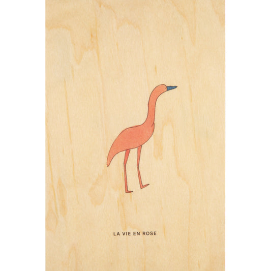 Carte en bois petit gramme rose W