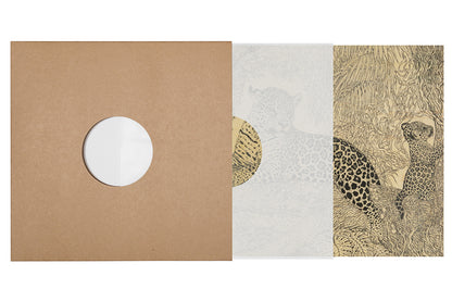 Wood 12in poster en bois black and colors leopard W