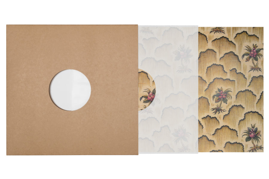 Poster 33T en bois toile de jouy motif floral W