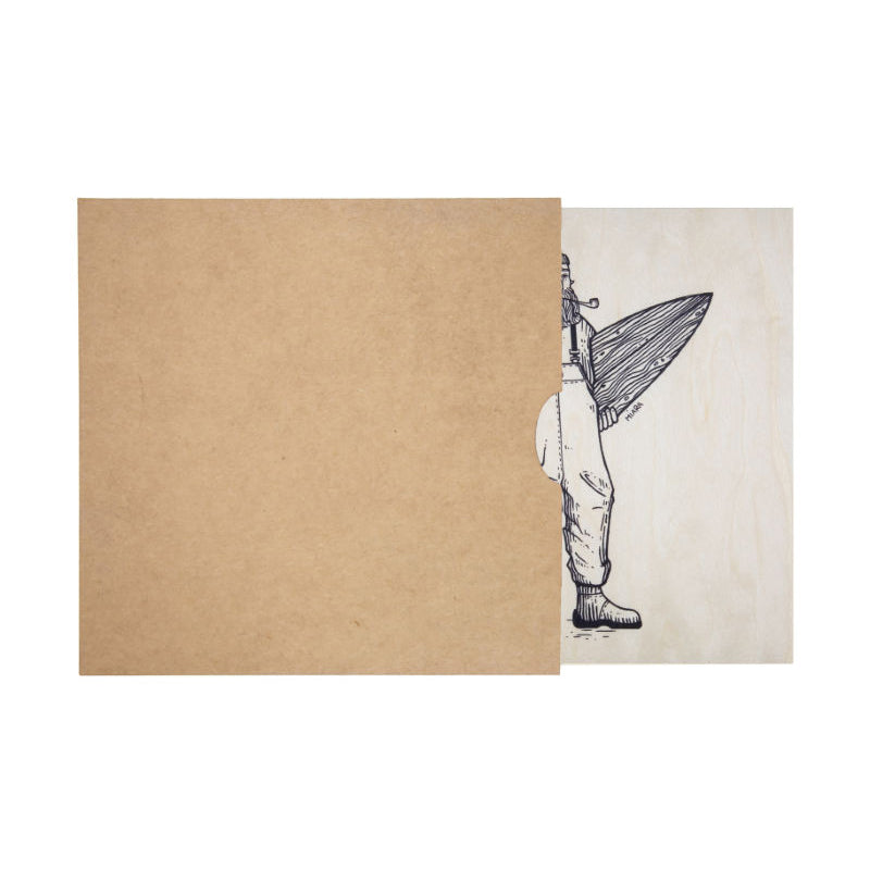 Poster 45T en bois winter old surfer W