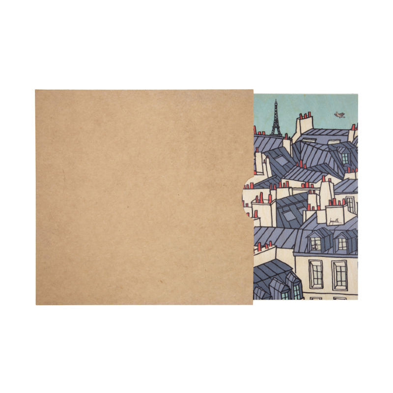 Poster 45T en bois paris illustré toits W