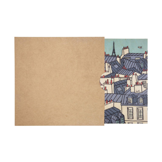 Poster 45T en bois paris illustré toits W