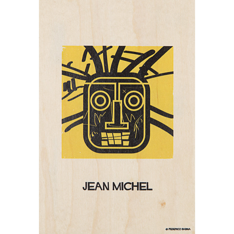 Wood postcard portrart Jean-Michel W