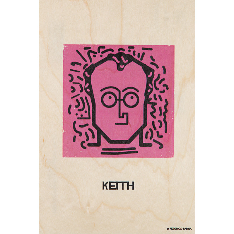 Carte en bois portrart Keith W