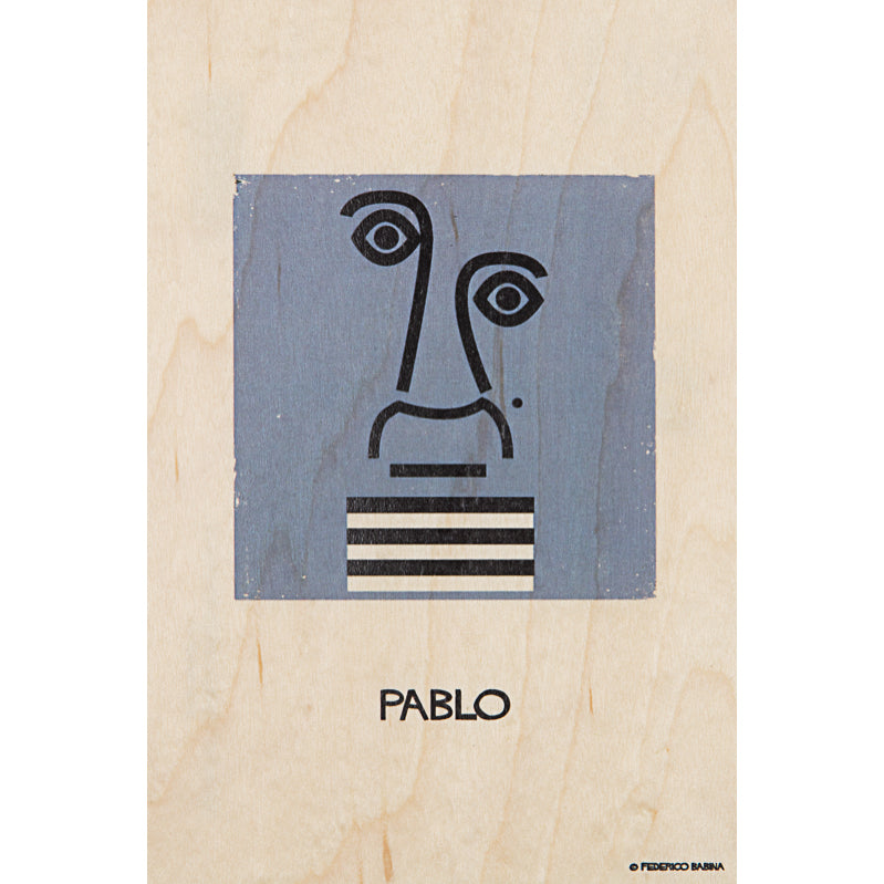 Carte en bois portrart Pablo W