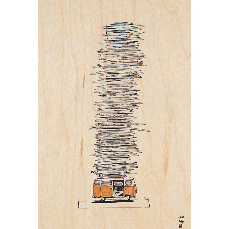 Wood postcard ride bus W