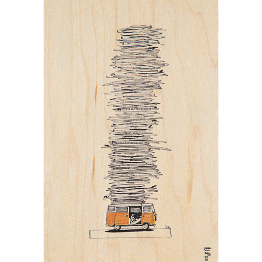 Carte en bois ride bus W