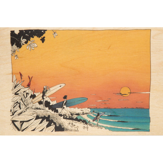Carte en bois ride let's go surfing W