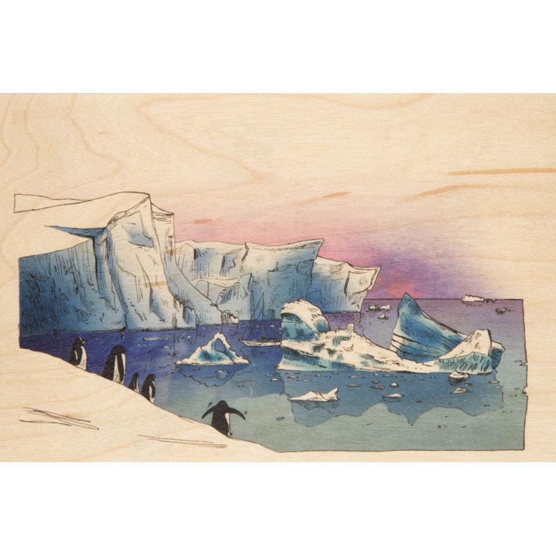 Carte en bois ride manchots W