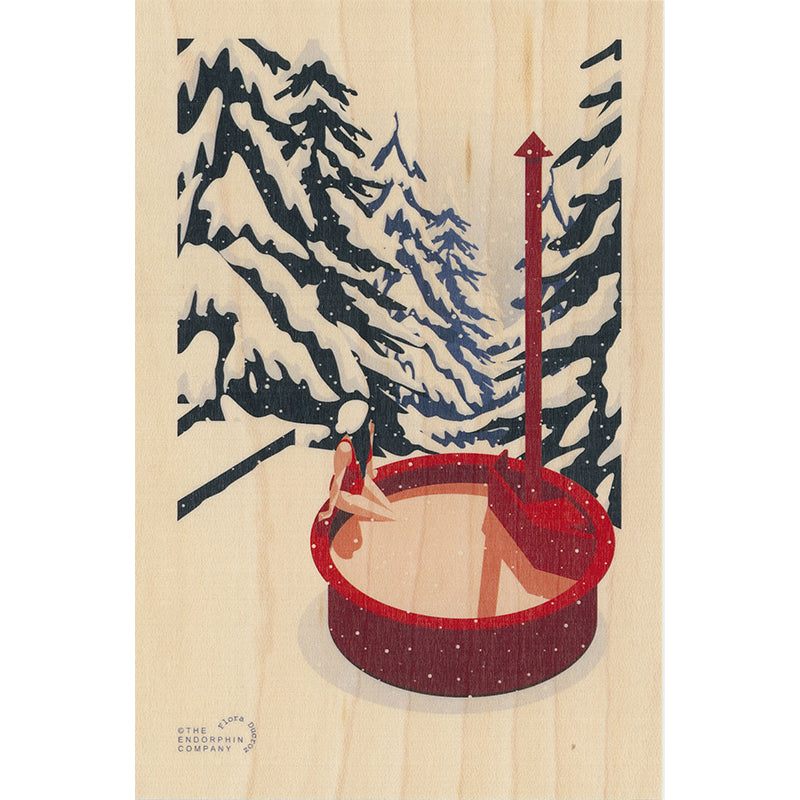 Wood postcard ski hot tub W