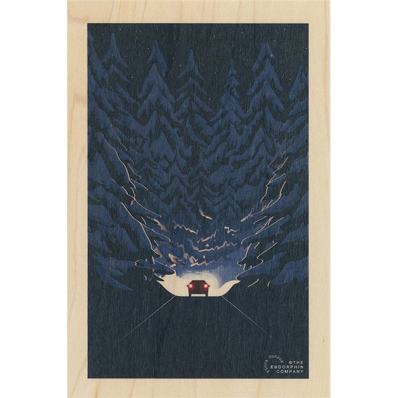 Carte en bois ski in the dark W