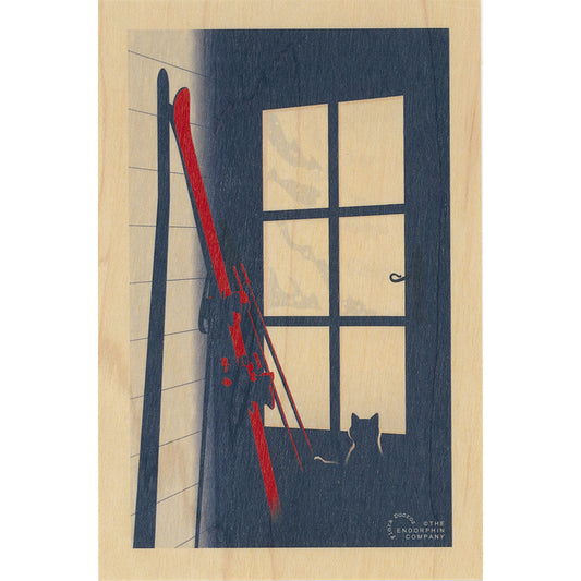 Carte en bois ski l'attente W