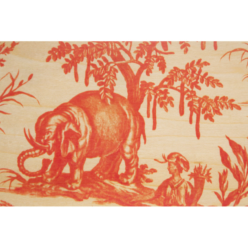 Carte en bois toile de jouy 4 parties éléphant W