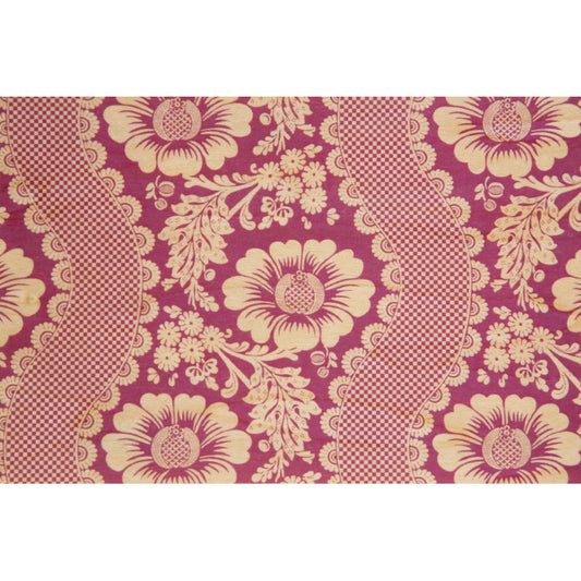 Carte en bois toile de jouy fleurs rose W