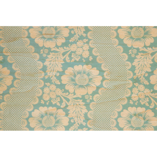 Carte en bois toile de jouy fleurs turquoise W