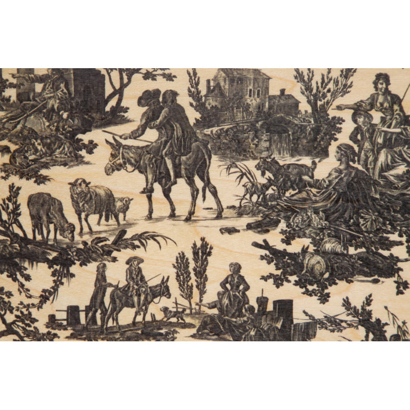 Carte en bois toile de jouy meunier noir W