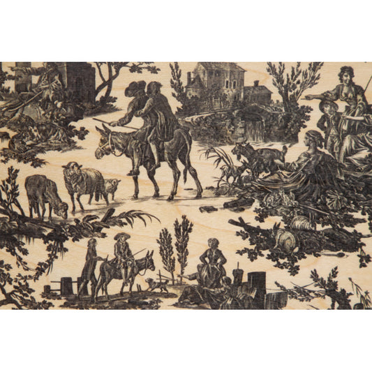 Carte en bois toile de jouy meunier noir W