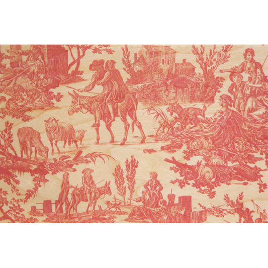 Carte en bois toile de jouy meunier rouge W