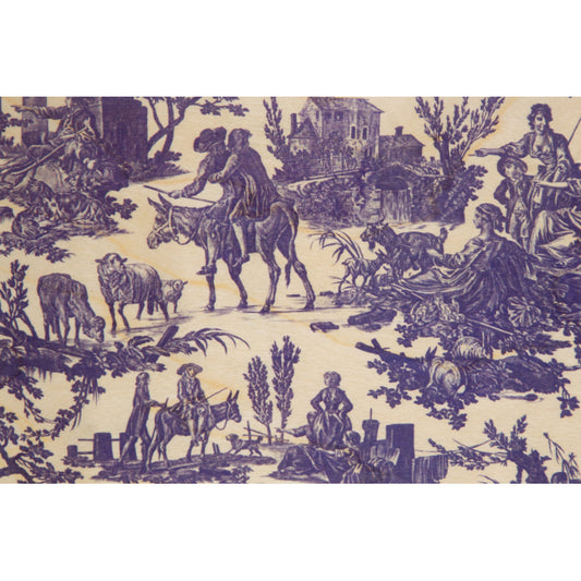 Carte en bois toile de jouy meunier violet W