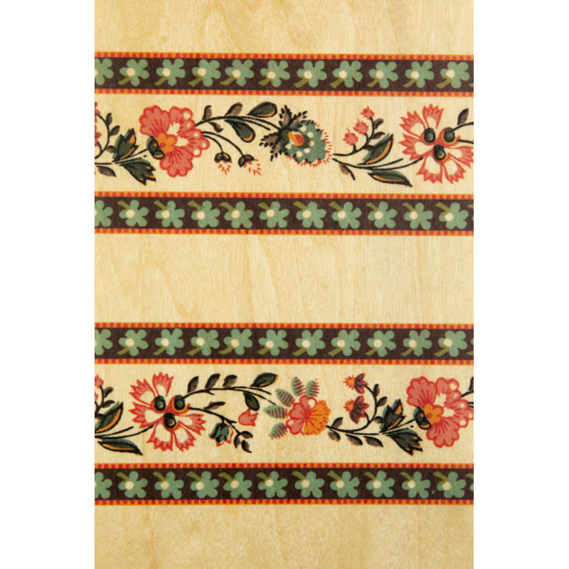 Wooden card with toile de jouy floral stripe W