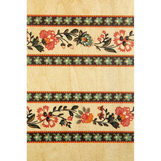 Carte en bois toile de jouy rayure fleurie W