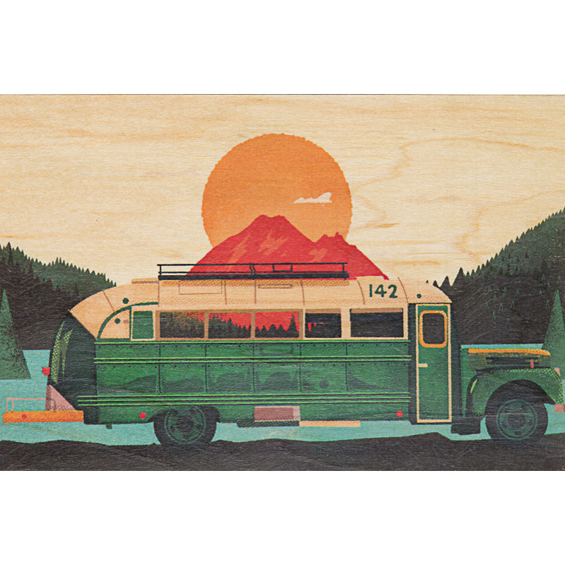 Wood postcard travel bus W