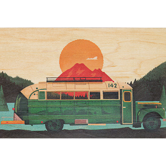 Carte en bois travel bus W