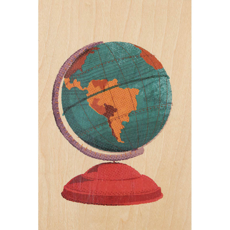 Wooden travel globe map W