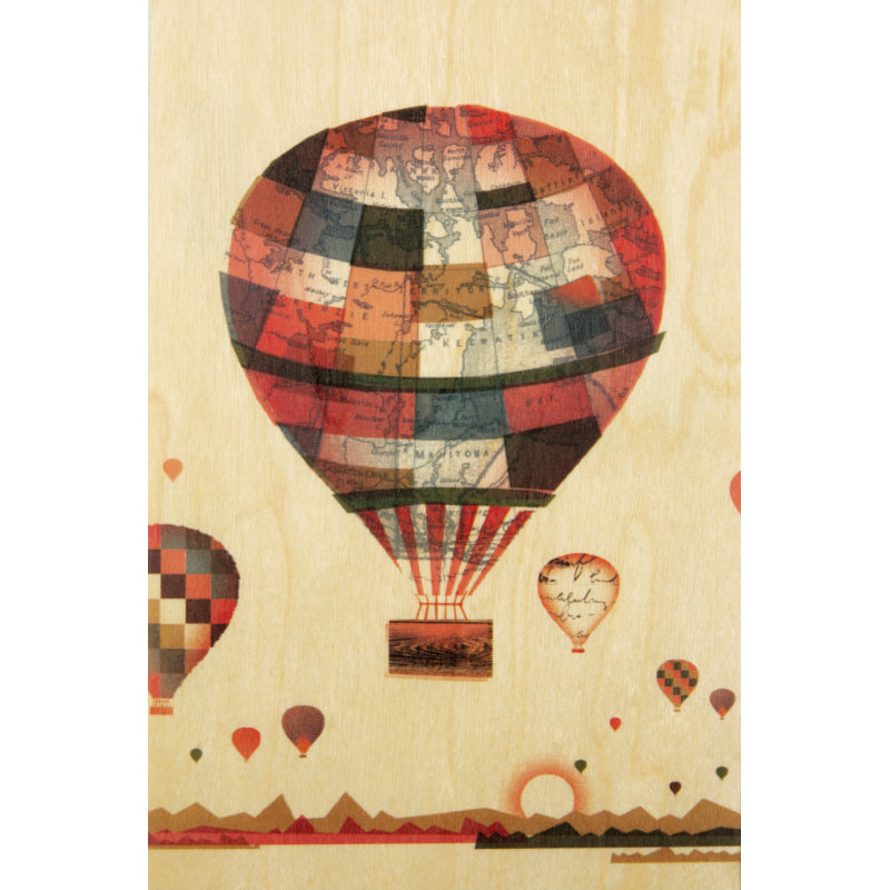 Wood postcard voyage air balloon W