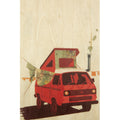 Red Van W travel wooden map