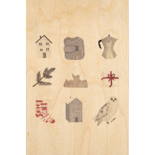 Carte en bois winter chouette W