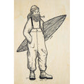 Wooden card winter old surfer W