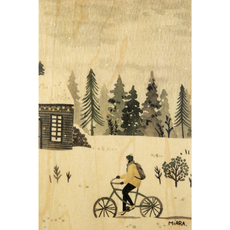 Wooden map winter snowbike W
