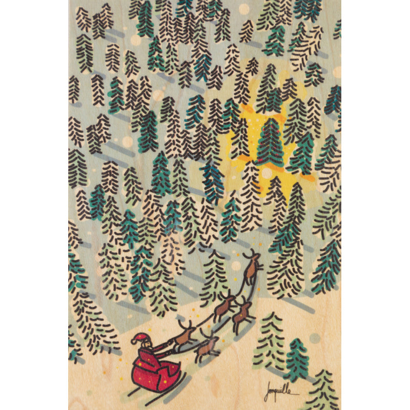 Wood postcard wishes Santa W