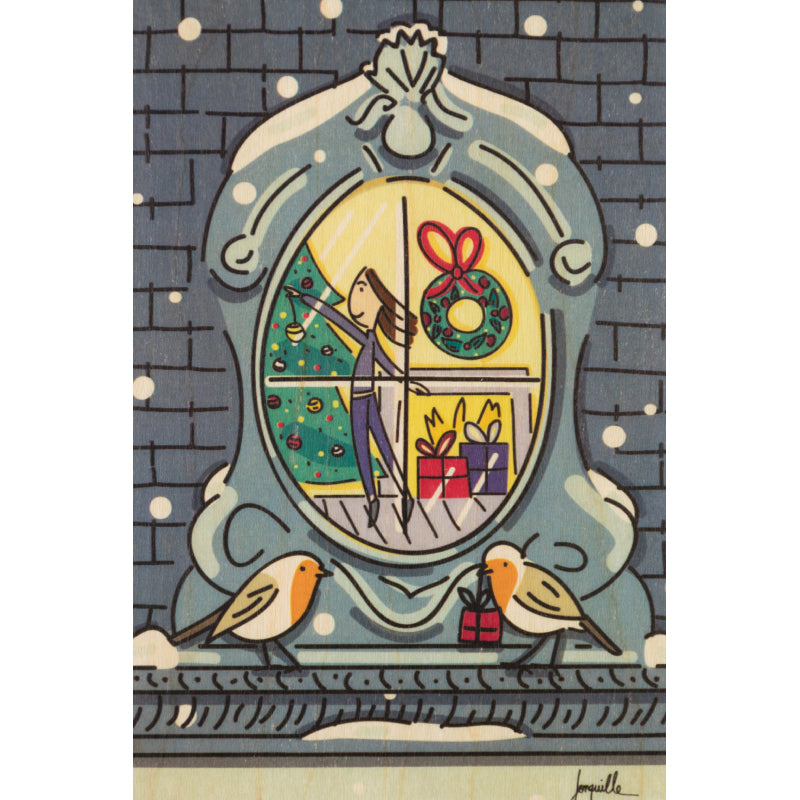 Wood postcard wishes Xmas W