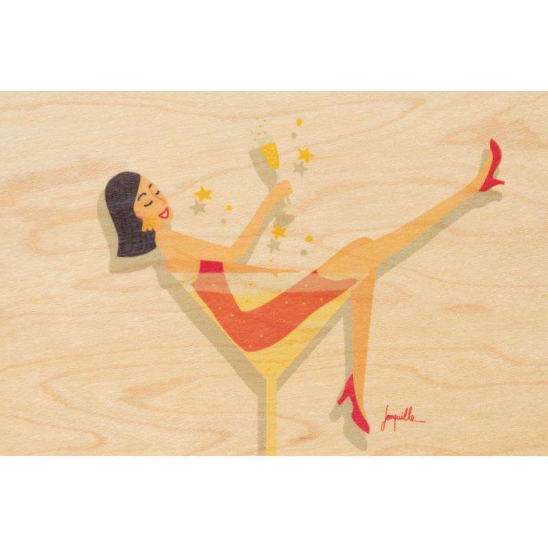 Wood postcard wishes champagne W